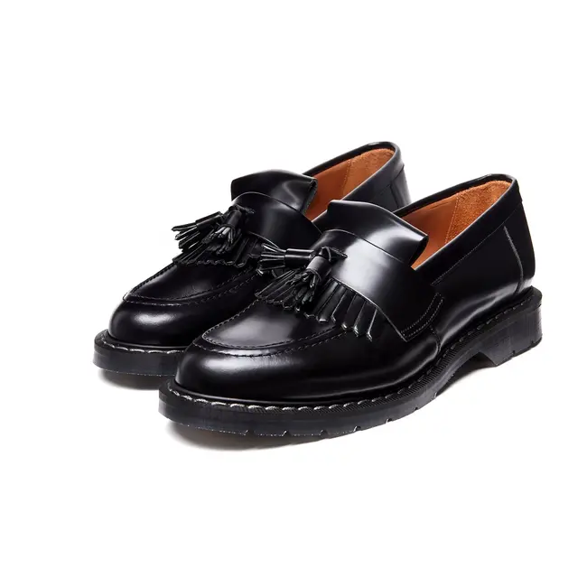 Solovair Hi Shine Tassel Loafer - Black
