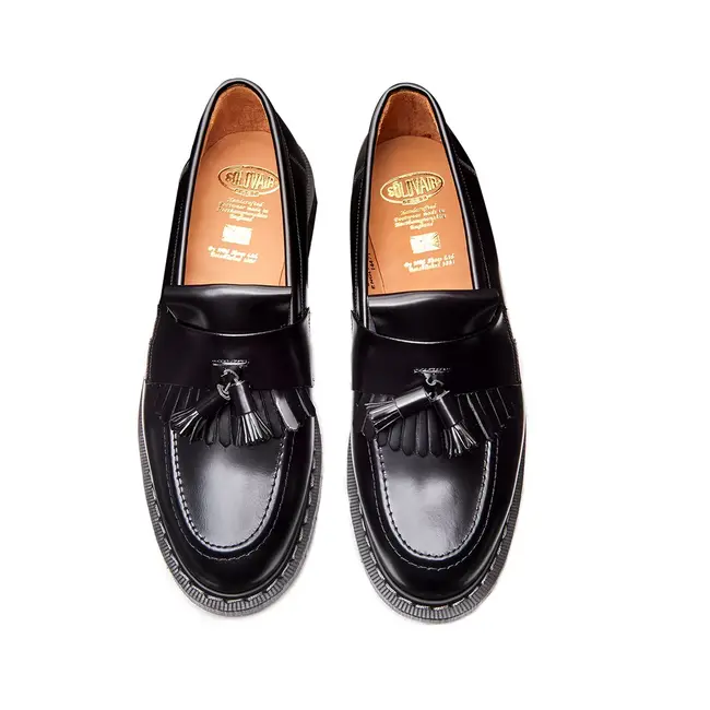 Solovair Hi Shine Tassel Loafer - Black