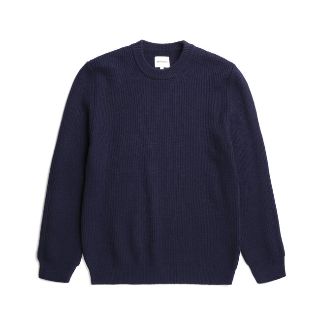 Norse Projects Henning Cotton Wool Rib Sweater - Dark Navy