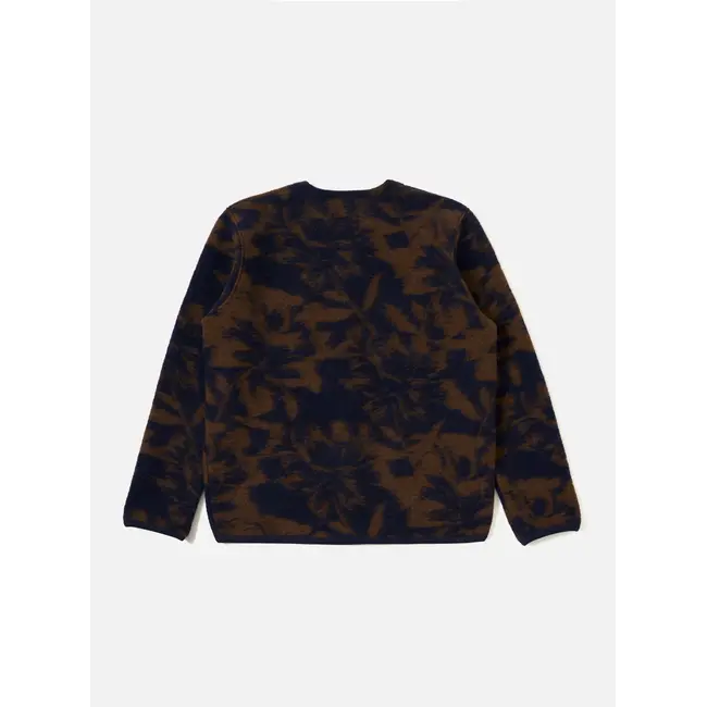 Universal Works Cardigan Studio Fleece - Navy / Brown
