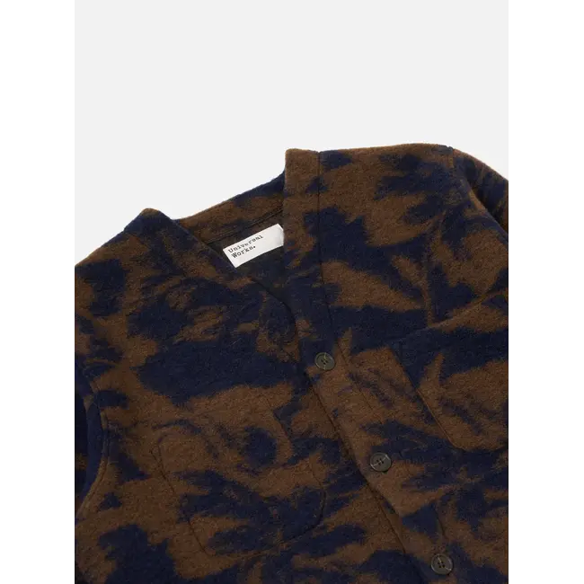 Universal Works Cardigan Studio Fleece - Navy / Brown