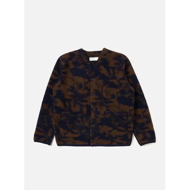 Universal Works Cardigan Studio Fleece - Navy / Brown