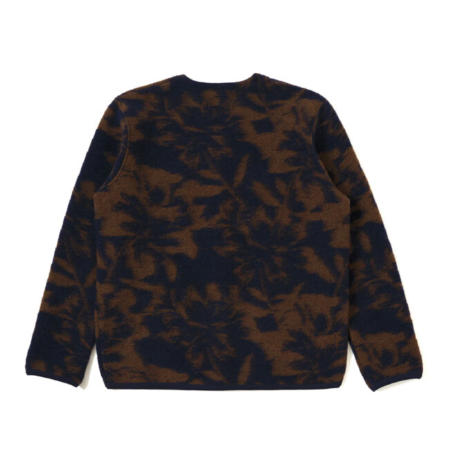 Universal Works Cardigan Studio Fleece - Navy / Brown