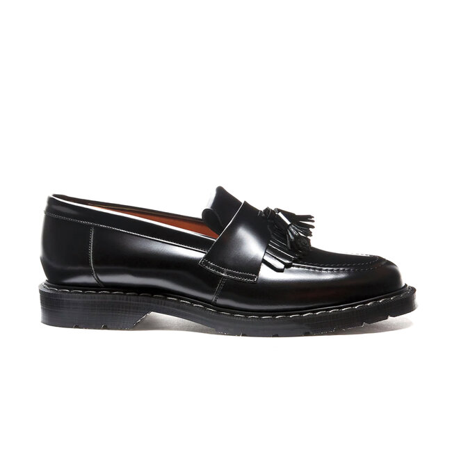 Solovair Hi Shine Tassel Loafer - Black