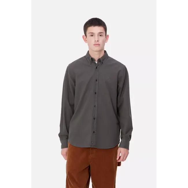 Carhartt WIP L/S Bolton Shirt - Graphite garment dyed