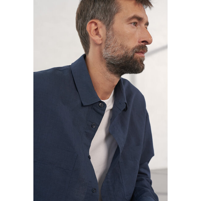 About Companions Dario Shirt - Linen Cold Navy