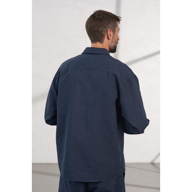 About Companions Dario Shirt - Linen Cold Navy