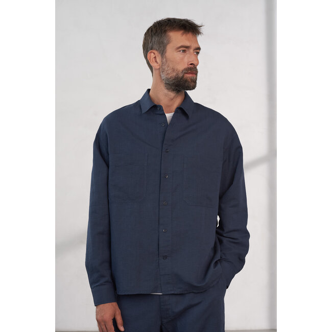 About Companions Dario Shirt - Linen Cold Navy