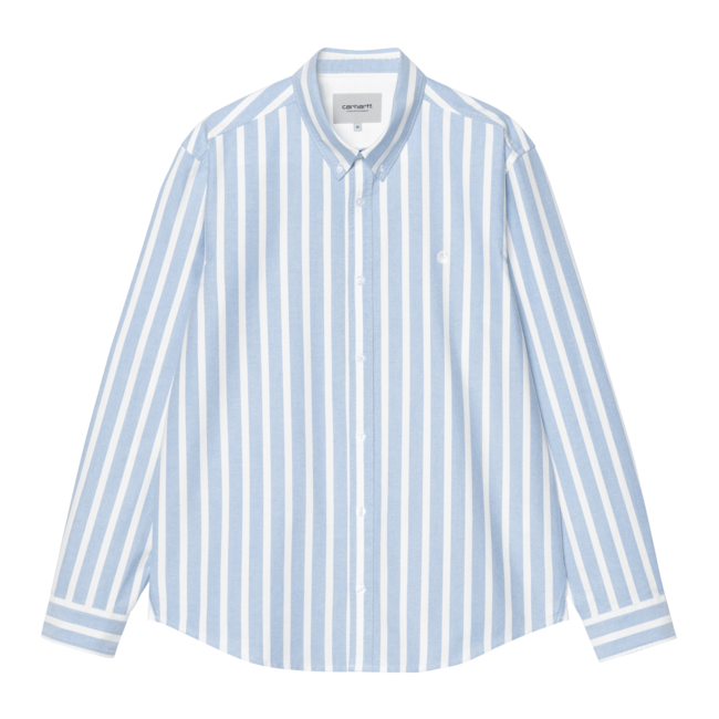 Carhartt WIP L/S Deven Shirt - Stripe,  Bleach / White