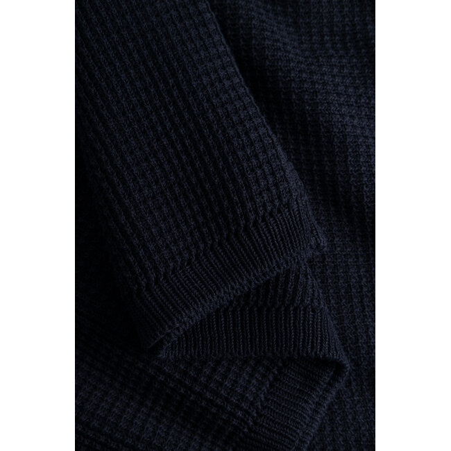 Norse Projects Anholt Cotton Crepe Polo - Dark Navy