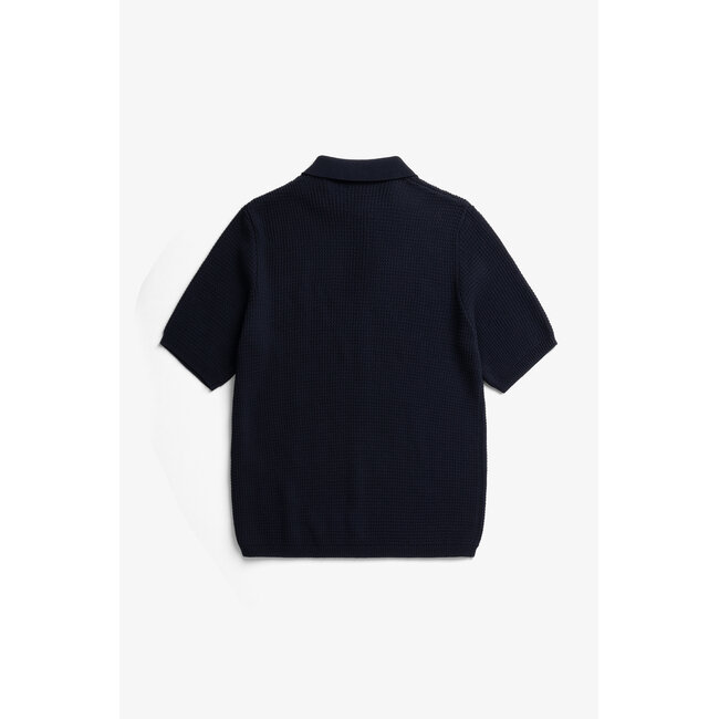 Norse Projects Anholt Cotton Crepe Polo - Dark Navy