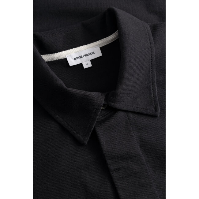 Norse Projects Isefjord Compact Cotton LS Polo - Black
