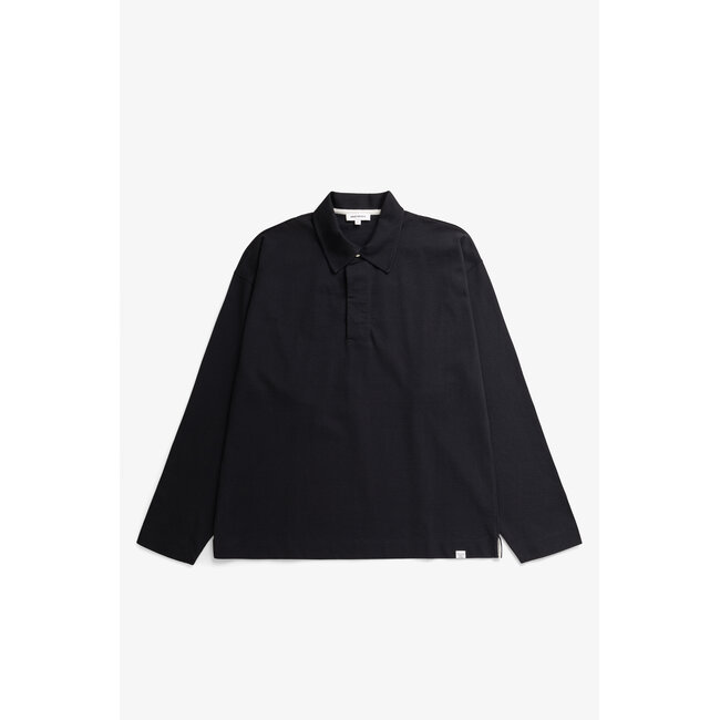 Norse Projects Isefjord Compact Cotton LS Polo - Black