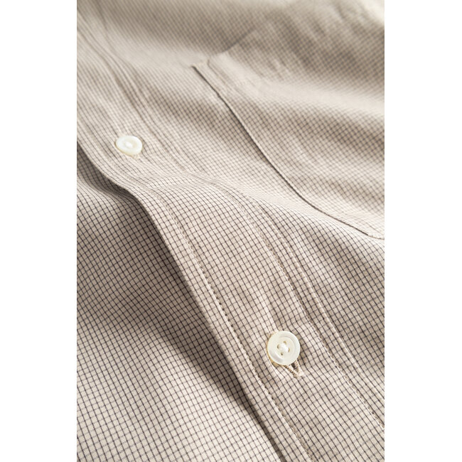 Norse Projects Espevik Oversize Micro Poplin Check Shirt - Oatmeal