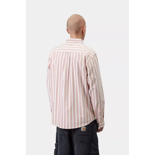 Carhartt WIP L/S Deven Shirt - Stripe, Oxide Red