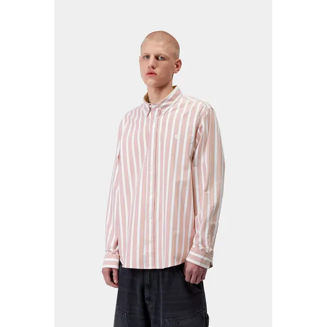 Carhartt WIP L/S Deven Shirt - Stripe, Oxide Red
