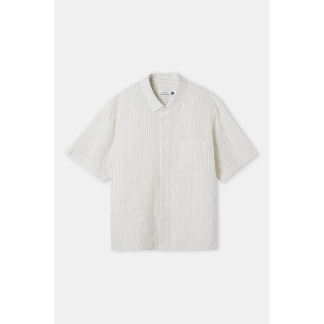 About Companions Klaas Shirt  - Pure Linen Striped Vintage Sand