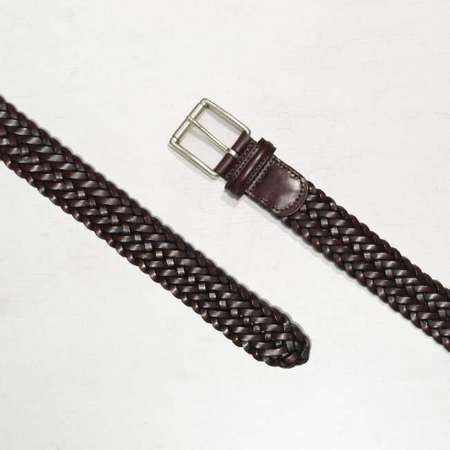 Anderson's Narrow Woven Leather Casual Belt - Brown