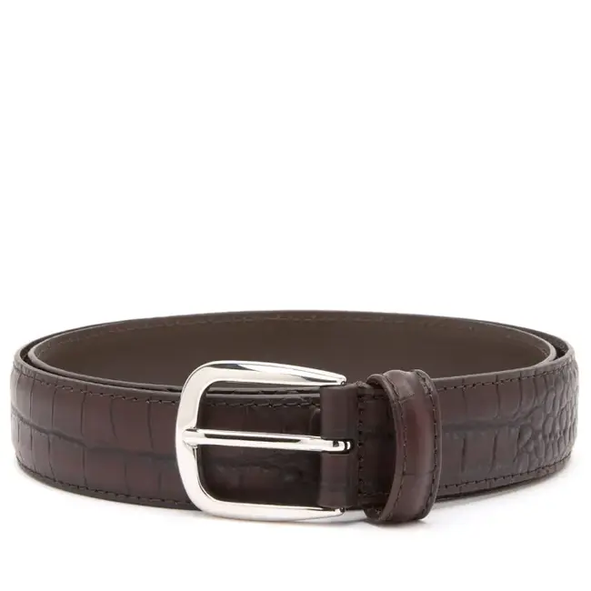 Anderson's Narrow Stitch trimmed Alligator Print - Brown