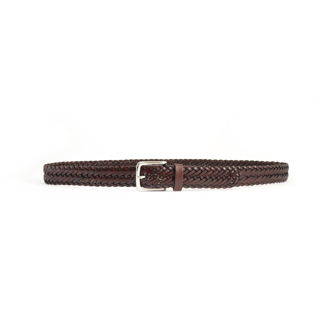 Anderson's Narrow Woven Leather Casual Belt - Brown