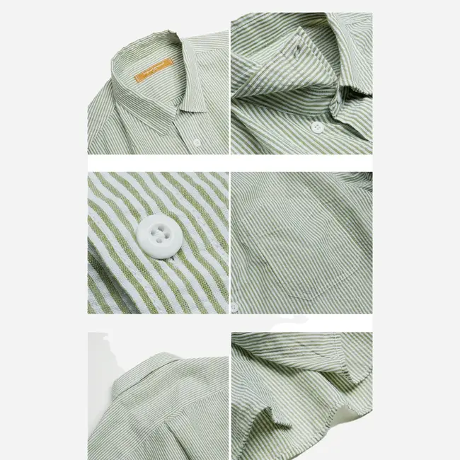 Frizmworks Og Stripe Seersucker Half Shirt - Green