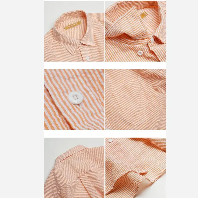Frizmworks Og Stripe Seersucker Half Shirt - Orange