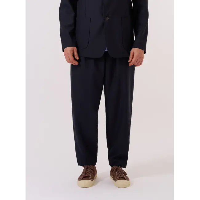 Universal Works Pleated Track Pant - Tropical Suiting / Navy