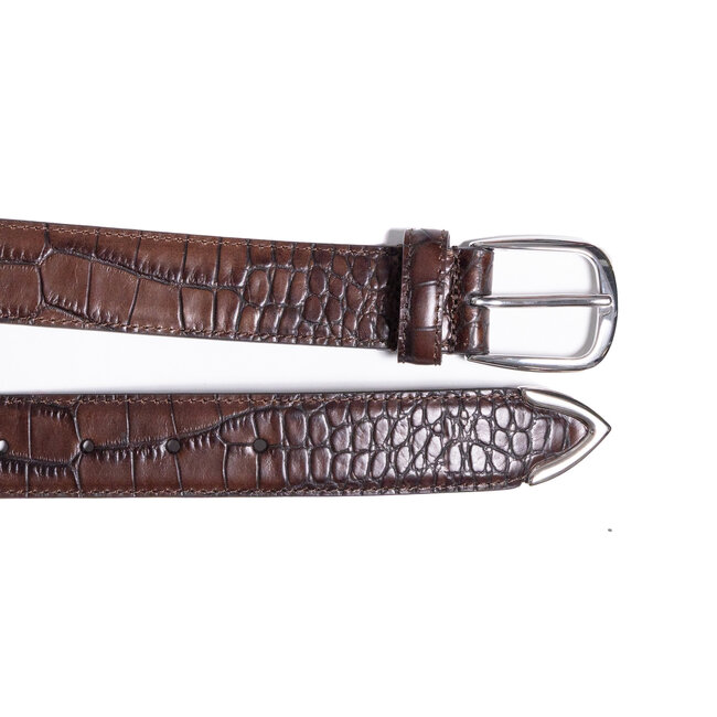 Anderson's Narrow Stitch trimmed Alligator Print - Brown
