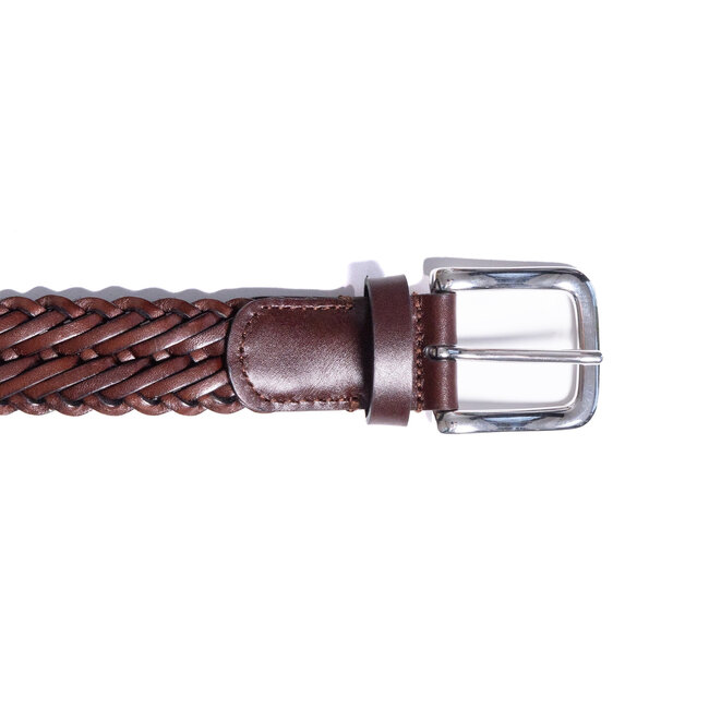 Anderson's Narrow Woven Leather Casual Belt - Brown
