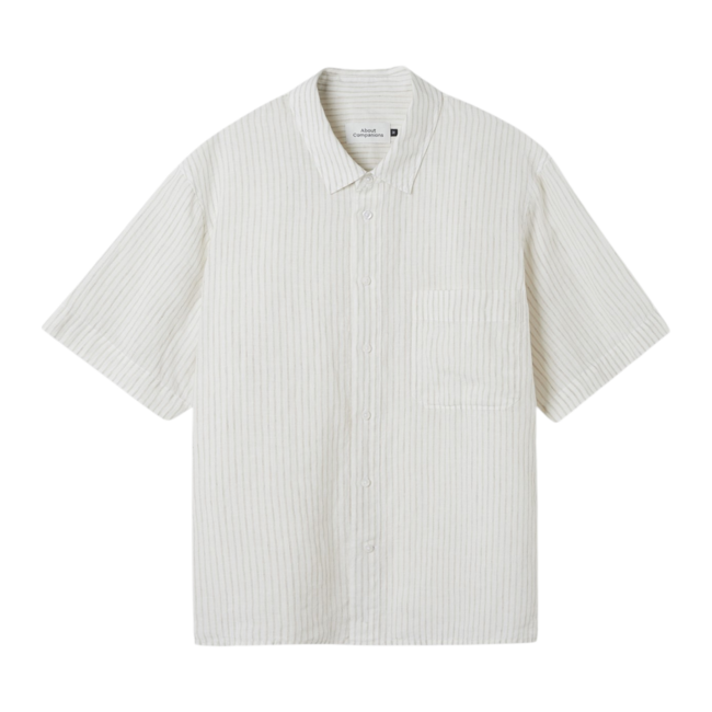 About Companions Klaas Shirt  - Pure Linen Striped Vintage Sand