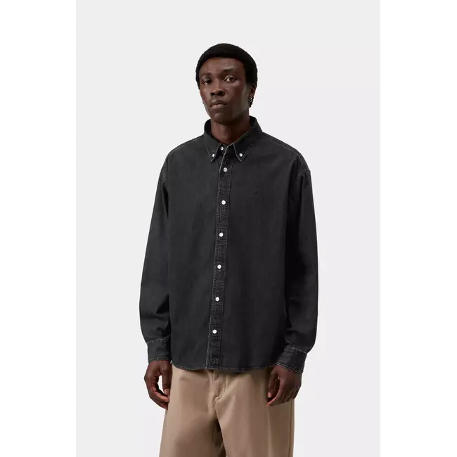 Carhartt WIP L/S Lucas Shirt - Black stone washed