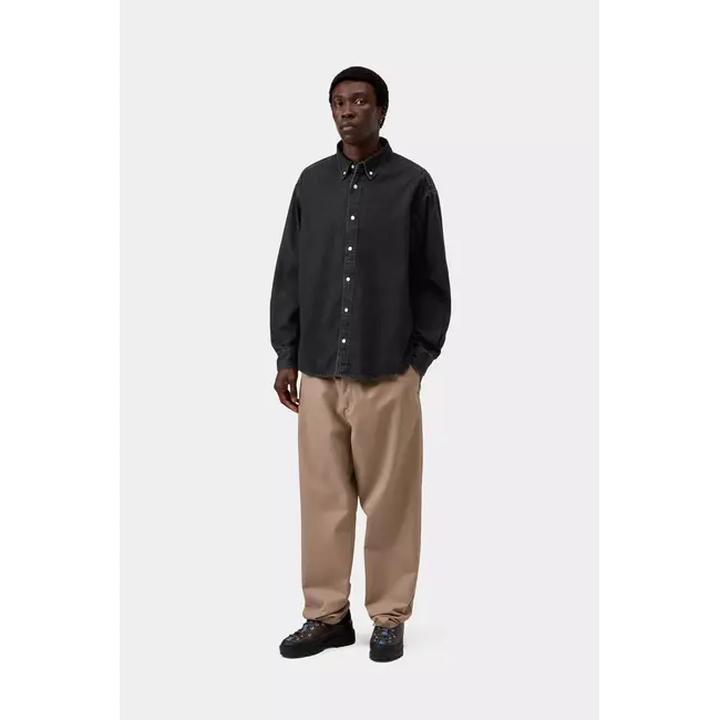 Carhartt WIP L/S Lucas Shirt - Black stone washed