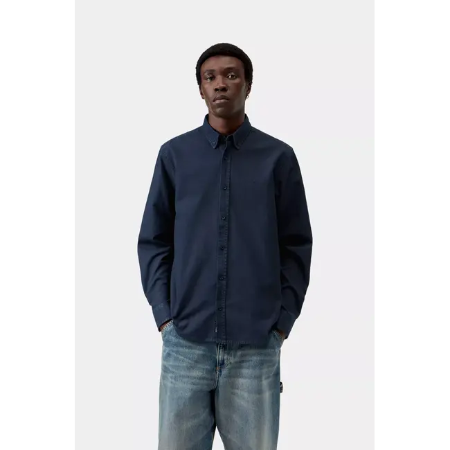 Carhartt WIP L/S Bolton Shirt - Dark Navy garment dyed