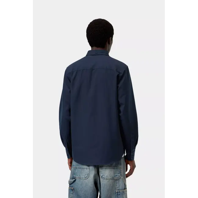 Carhartt WIP L/S Bolton Shirt - Dark Navy garment dyed