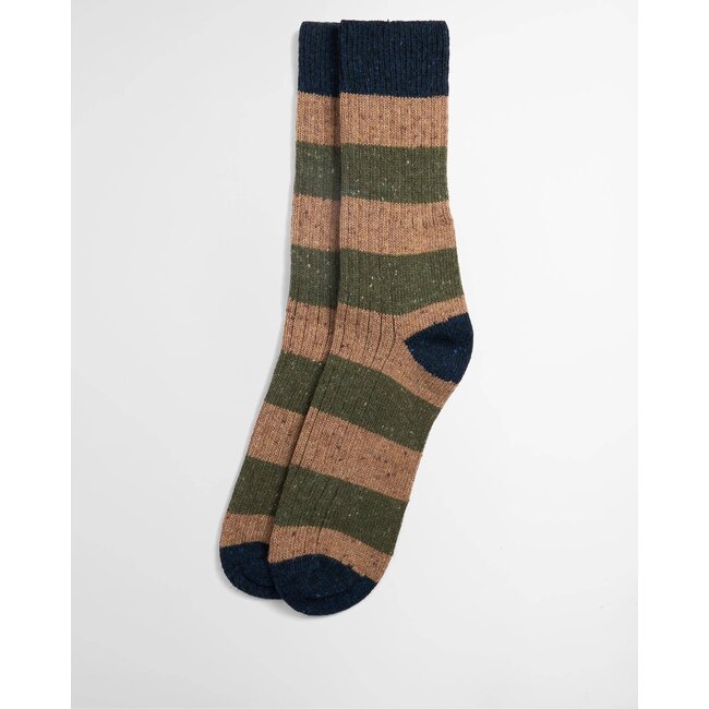 Barbour Houghton Stripe Socks - Military Brown Olive