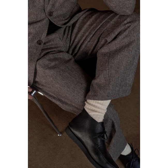 About Companions CARLO Trousers - Lambswool Herringbone Taupe