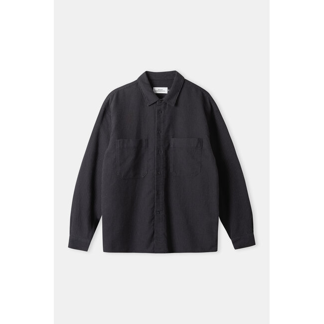 About Companions DARIO Shirt - Eco Flannel Striped Charcoal