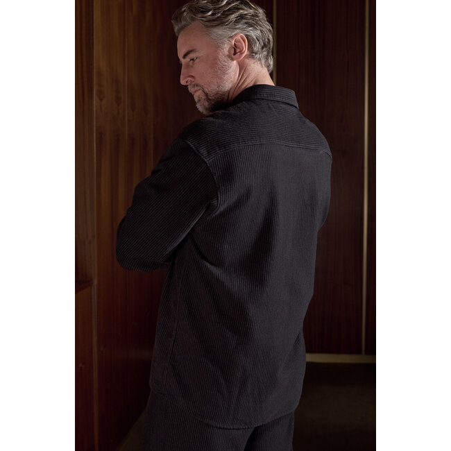 About Companions DARIO Shirt - Eco Flannel Striped Charcoal