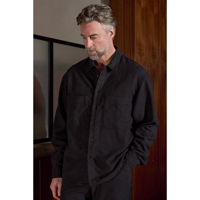 About Companions DARIO Shirt - Eco Flannel Striped Charcoal