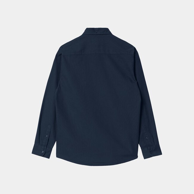 Carhartt WIP L/S Bolton Shirt - Dark Navy garment dyed
