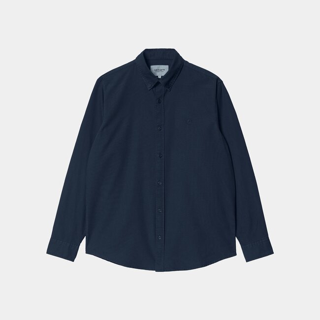 Carhartt WIP L/S Bolton Shirt - Dark Navy garment dyed