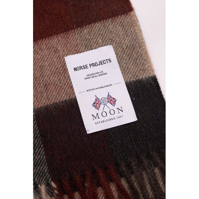 Norse Projects Norse Moon Merino Lambswool Checked Scarf - Espresso
