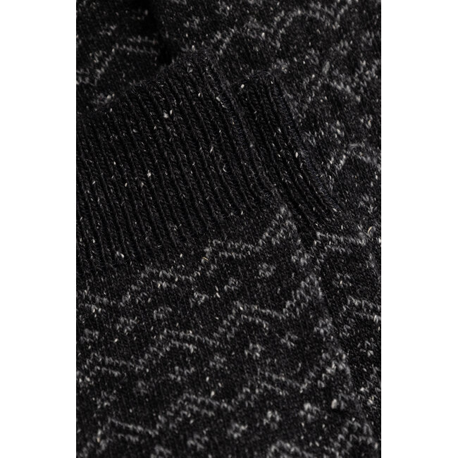 Norse Projects Bykle Neps Wool Fairisle Sock - Charcoal Melange