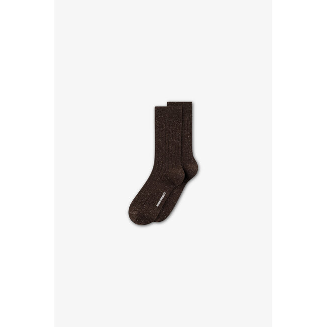 Norse Projects Bykle Neps Wool Fairisle Sock - Seal Brown