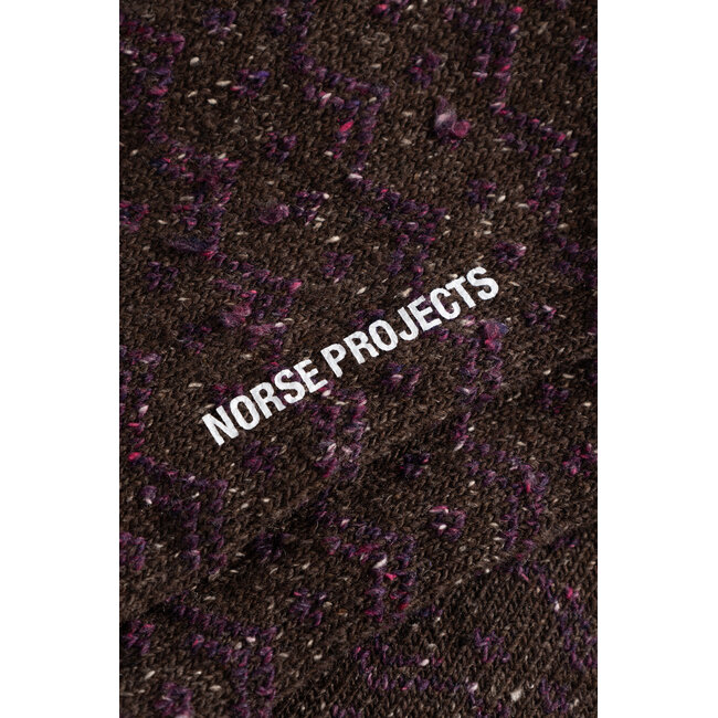 Norse Projects Bykle Neps Wool Rib Sock - Seal Brown
