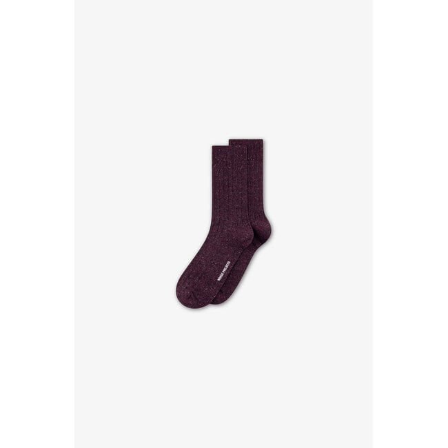 Norse Projects Bykle Neps Wool Rib Sock - Darkest Purple