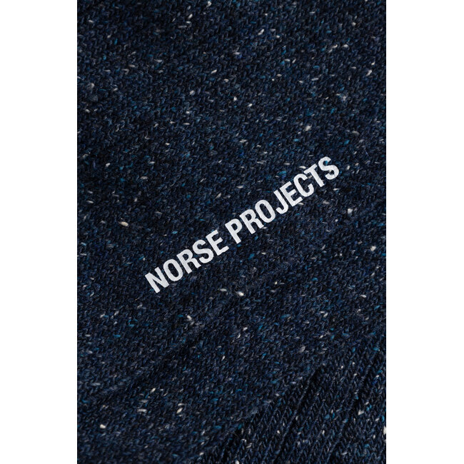 Norse Projects Bykle Neps Wool Rib Sock - Dark Navy