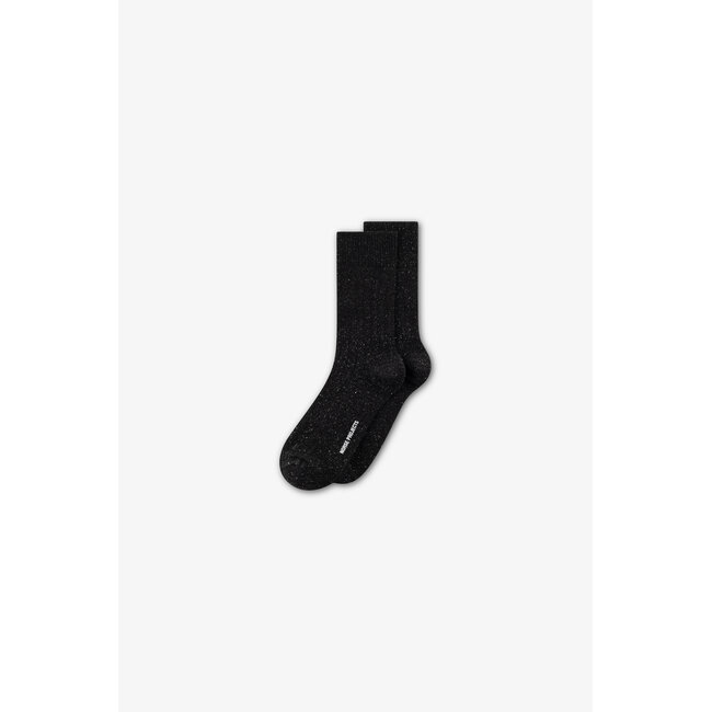 Norse Projects Bykle Neps Wool Rib Sock - Charcoal Melange