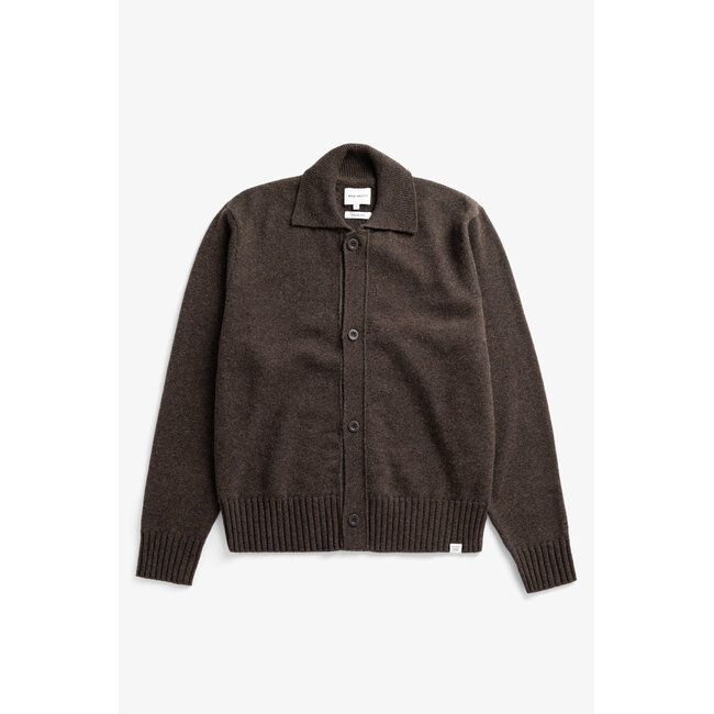 Norse Projects Aldrup Lambswool Cardigan - Heathland Brown