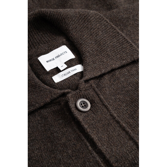 Norse Projects Aldrup Lambswool Cardigan - Heathland Brown